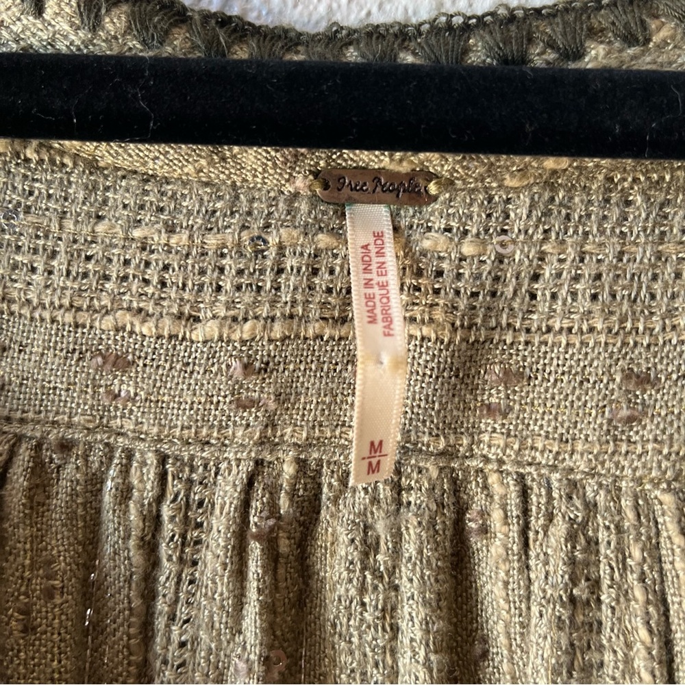 Free People Olive Green Boho Knit Blouse - Picture 3 of 12